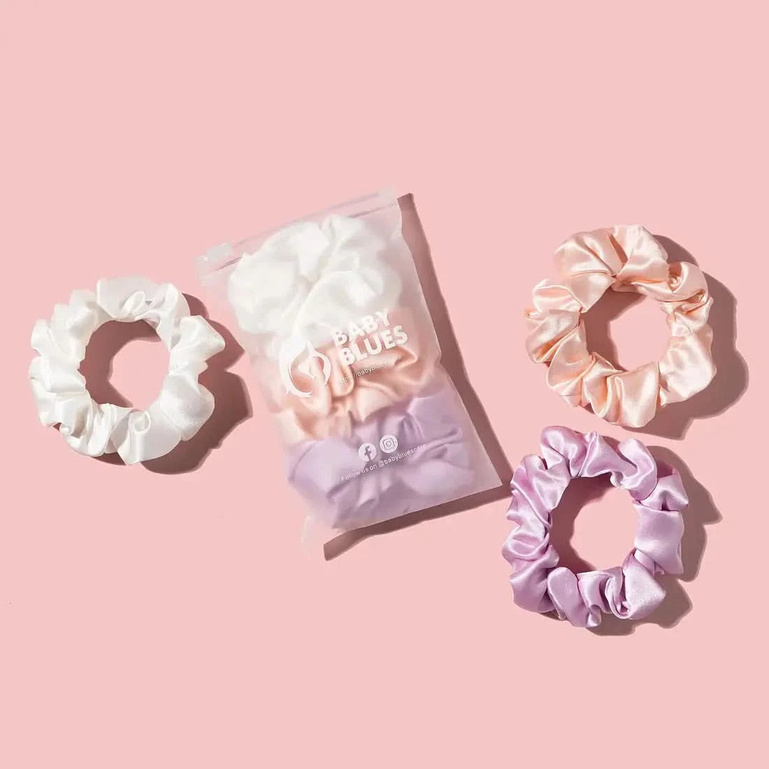 Silk Hair Scrunchies Baby Blues