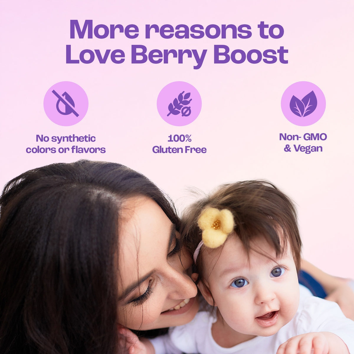 Mom and baby with Berry Boost highlights