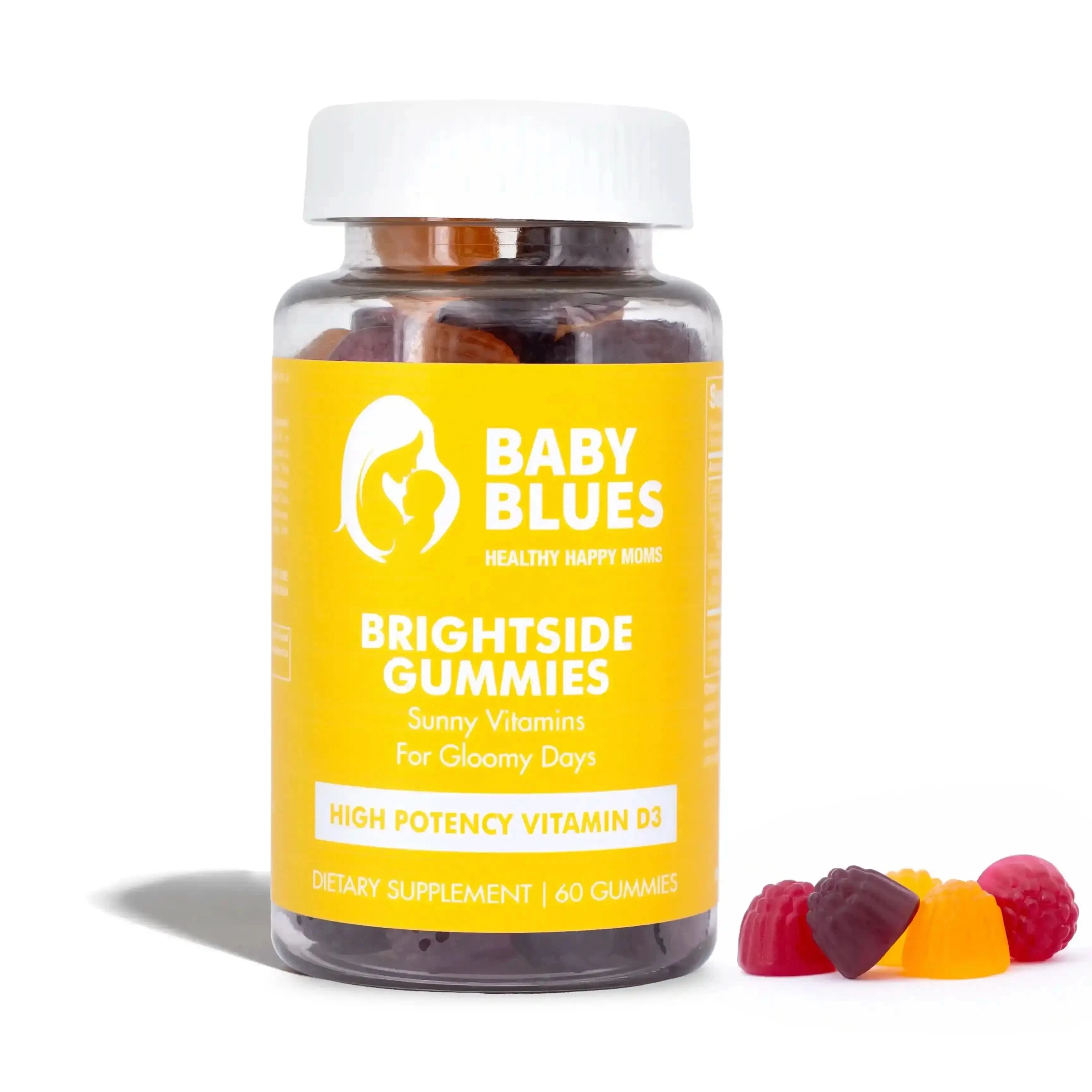 Baby Blues Brightside Vitamin D3 Gummies bottle — 60 count postpartum supplement
