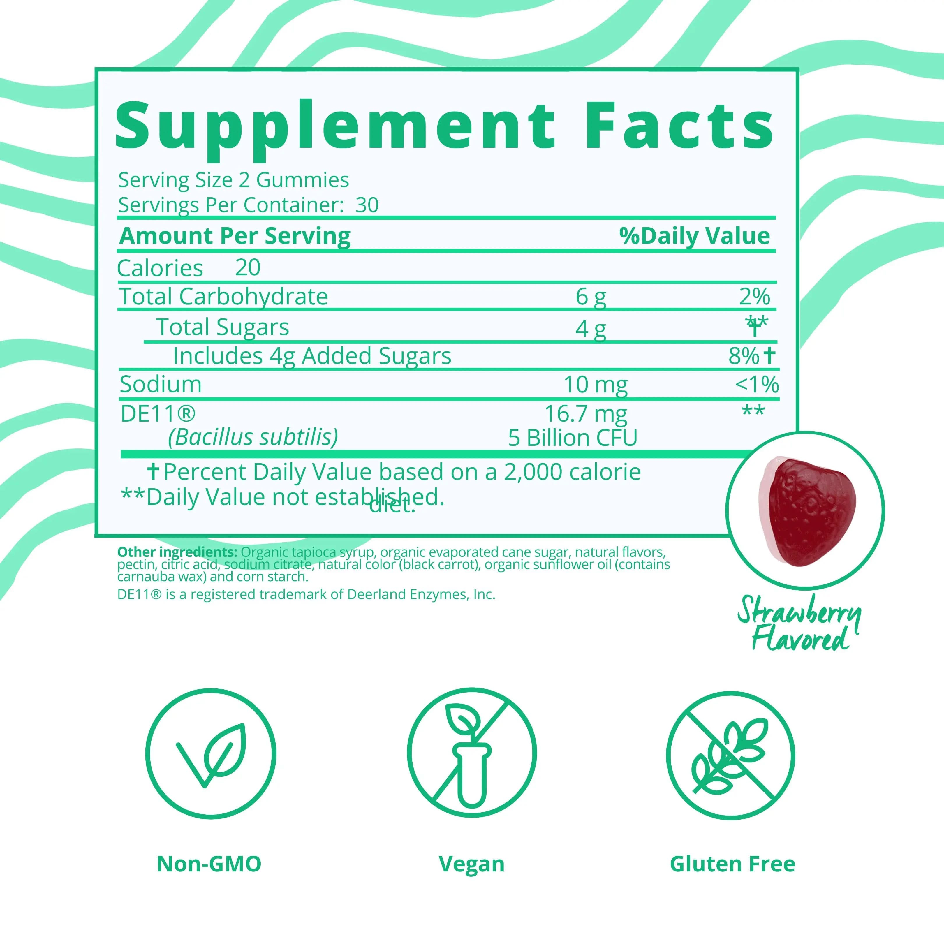 supplement facts label for gummies