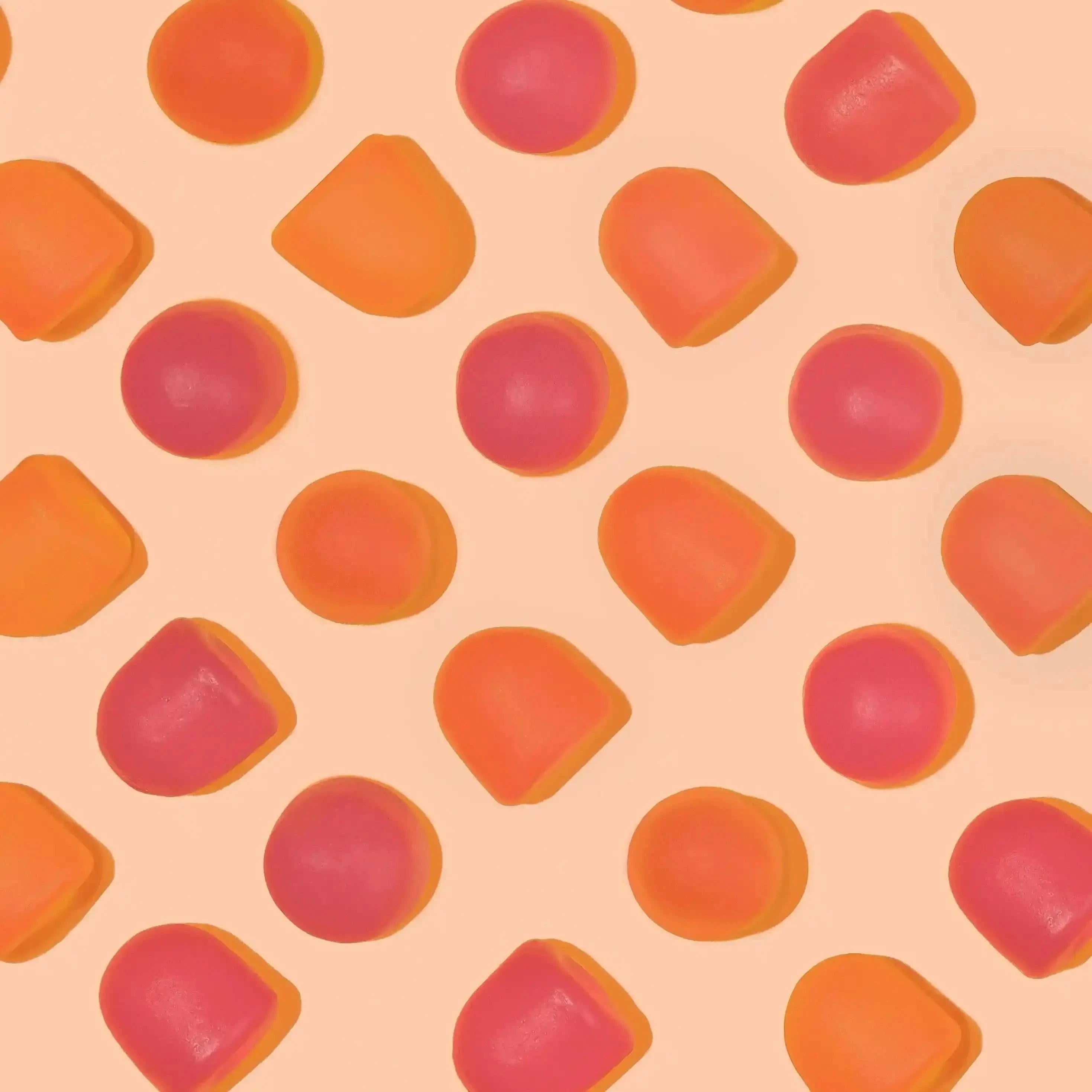 Peach and strawberry vitamin D3 gummies from Baby Blues for postpartum mood and immune support