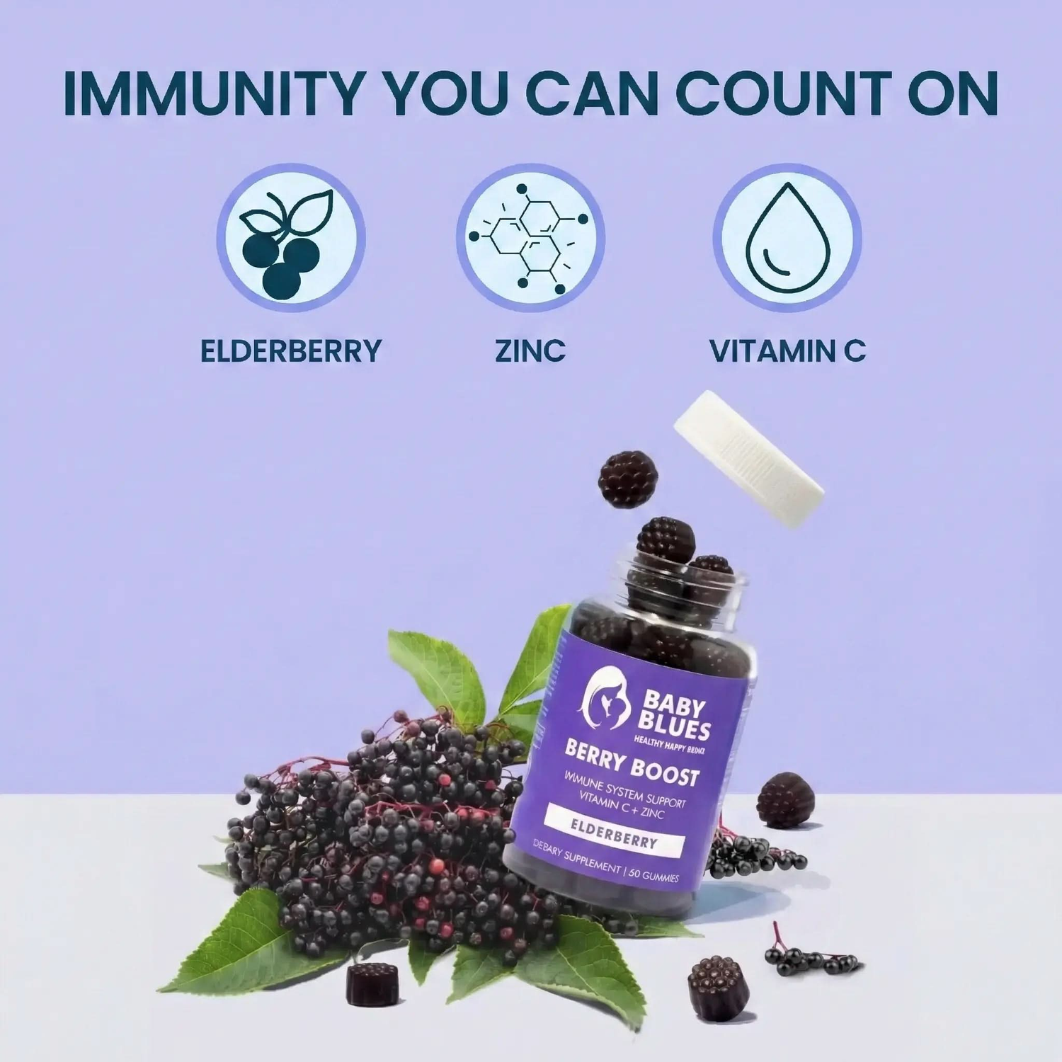 sauco plant benefits Elderberry Gummies for Moms by Baby Blues
