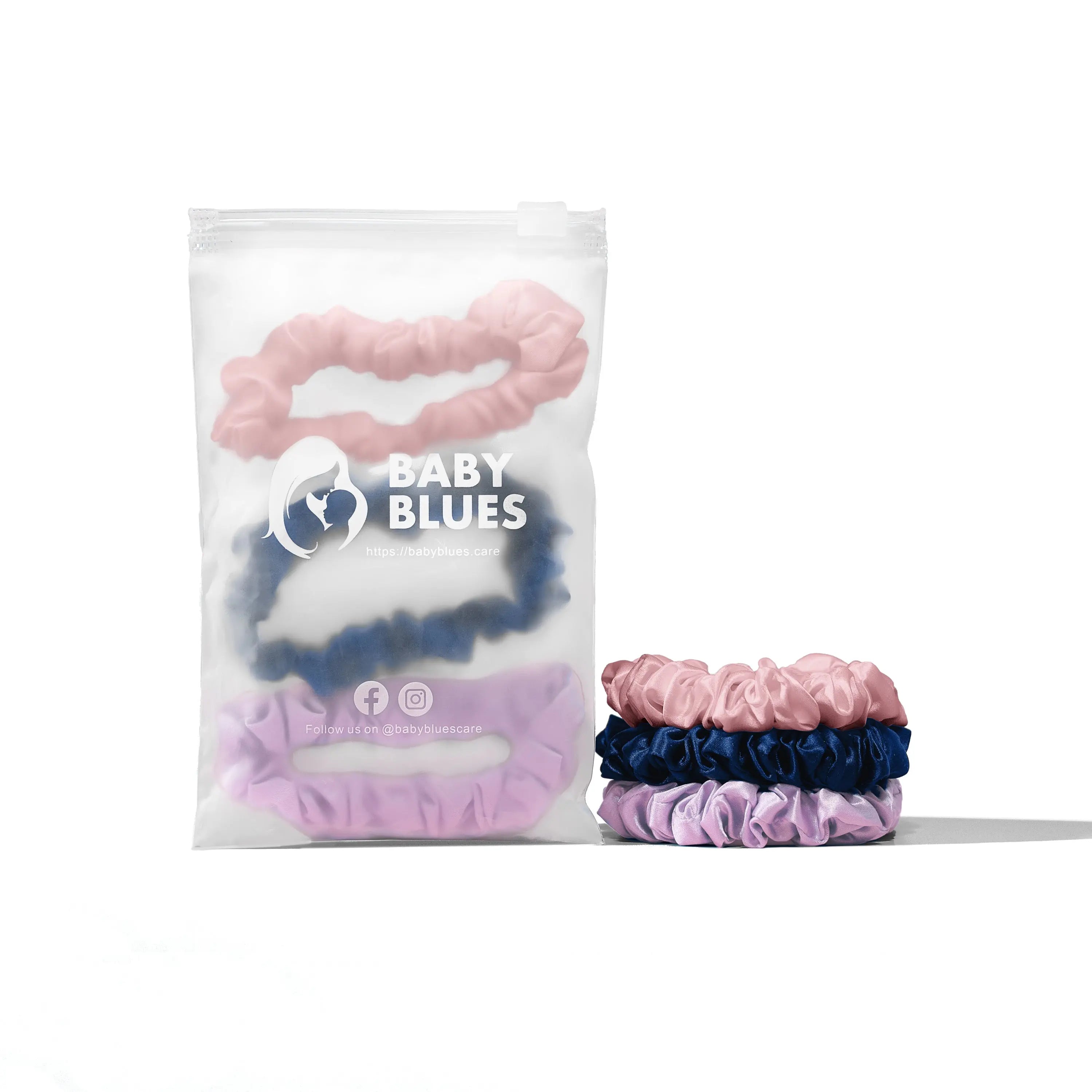 Gentle Hair Silk Scrunchies Baby Blues