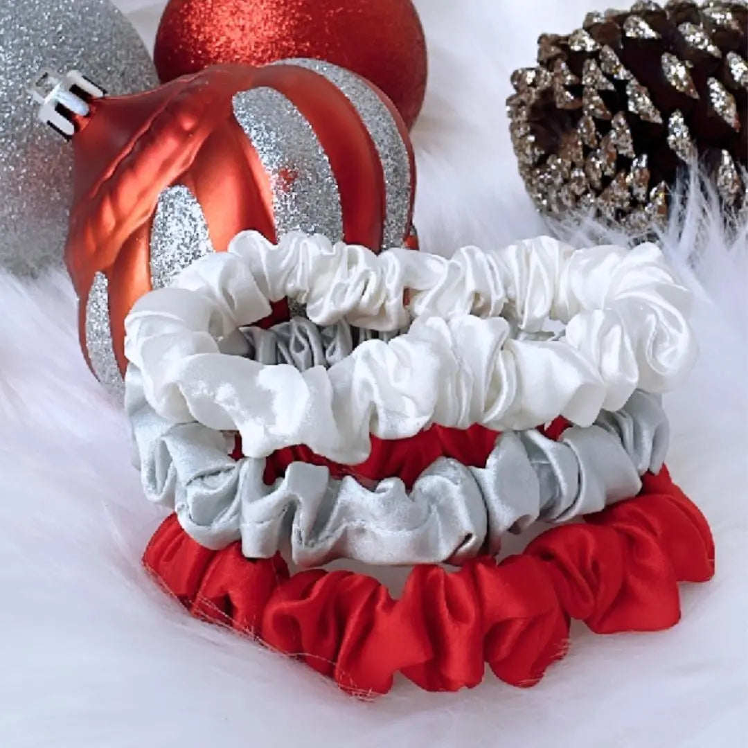 Hair Silk Scrunchies - Holiday Collection Sleigh