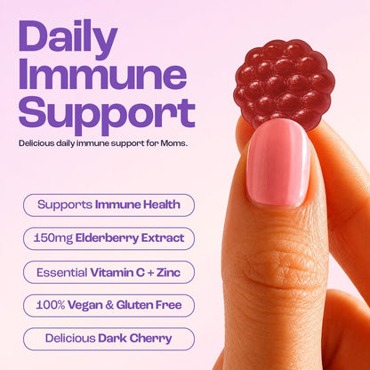 Daily immune support with 150 mg elderberry, vitamin C and zinc