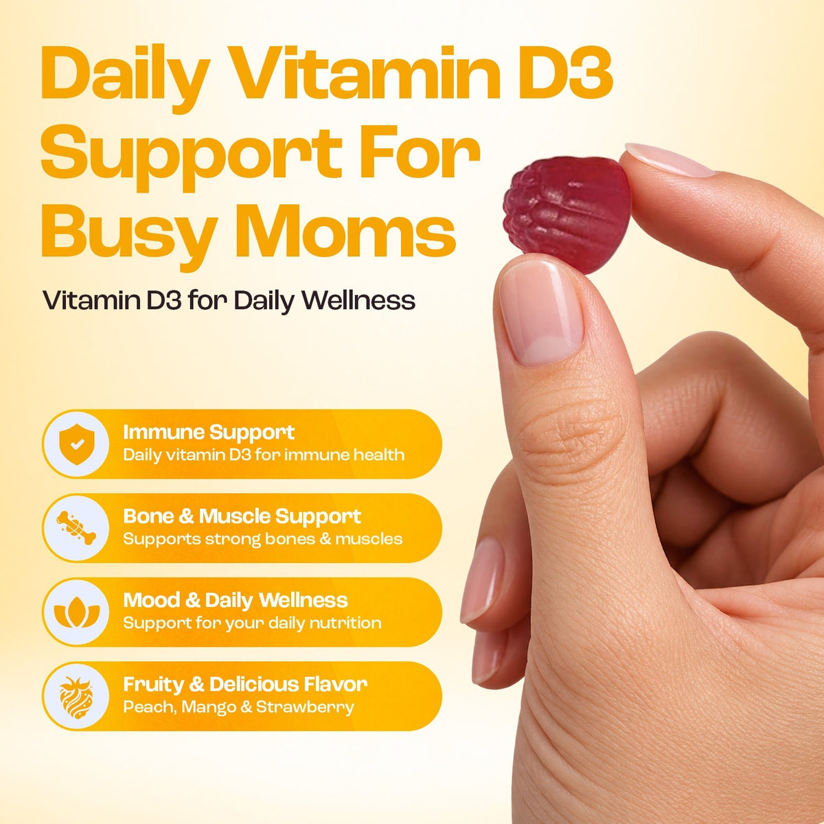 Daily vitamin D3 support for busy moms