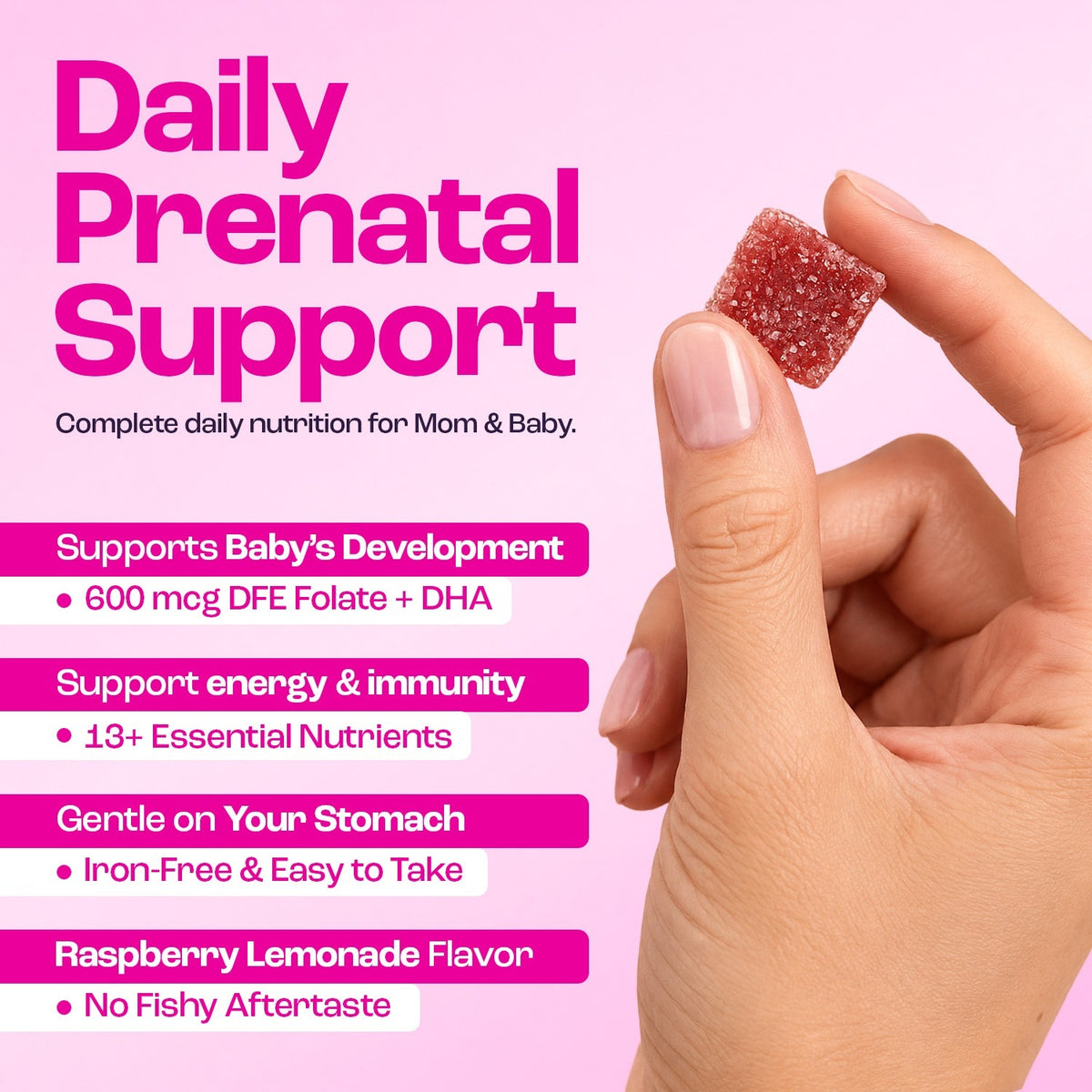 Daily prenatal support with folate and DHA