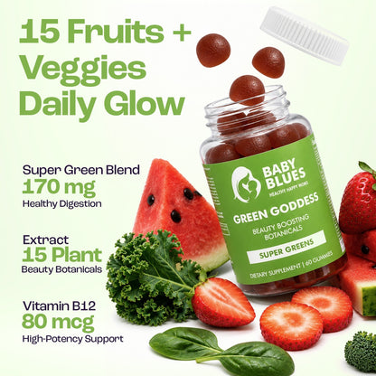 15 fruits and veggies with super green blend and vitamin B12