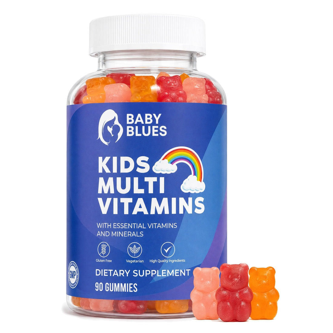 Baby Blues Kids Multi Vitamins bear gummies bottle, 90 gummies