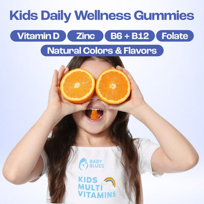 Kids daily wellness gummies with natural colors and flavors