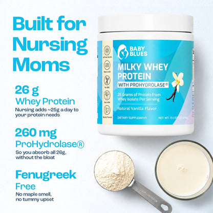 26 g whey protein built for nursing moms, fenugreek free