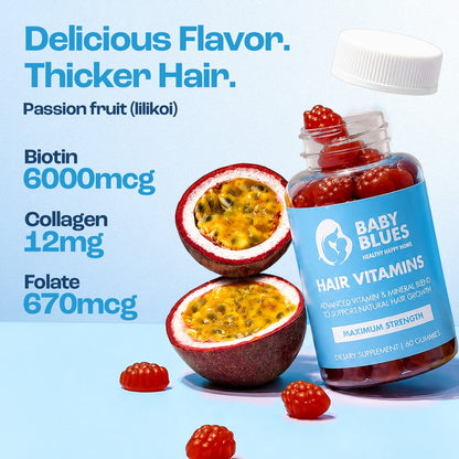 Passion fruit flavor with biotin 6000 mcg, collagen 12 mg and folate 670 mcg